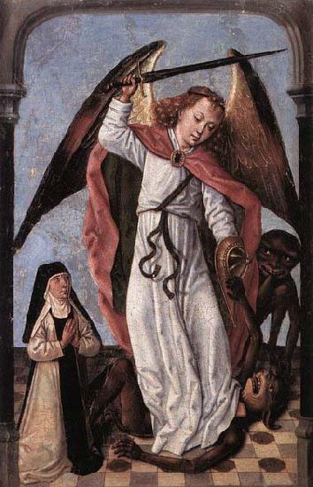 Master of the Saint Ursula Legend St Michael Fighting Demons France oil painting art
